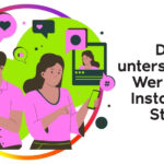Der Titel: Instagram Story Ein unterschätztes Werkzeug für nachhaltiges Engagement und 2 Personen, die im Netz unterwegs sind.