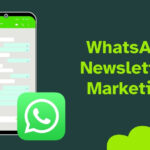 WhatsApp Chatverlauf und WhatsApp Icon zusammen mit dem Titel: WhatsApp Newsletter Marketing